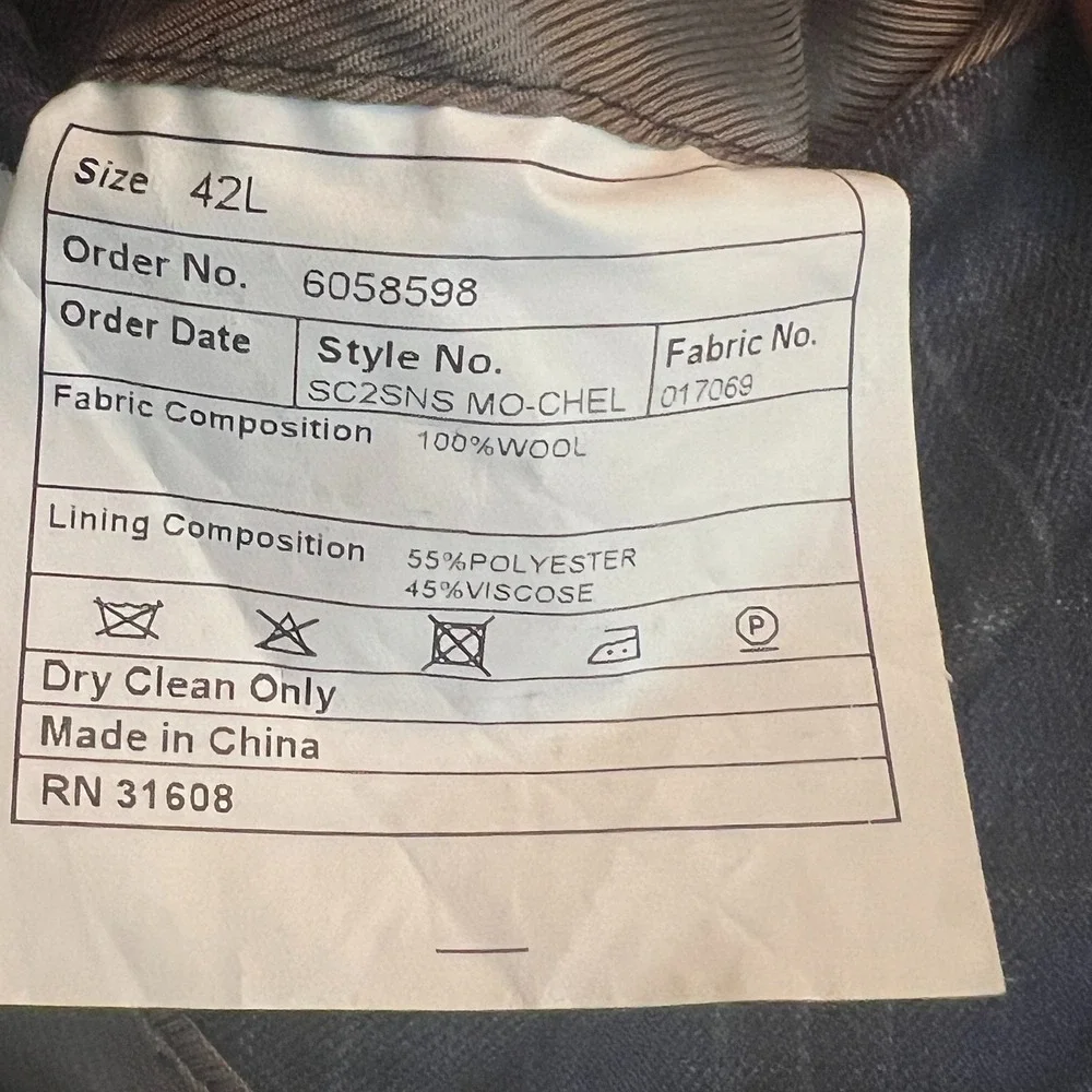Jos. A. Bank 42L 100% Wool Navy Glen Plaid Suit Double Pleated Cuffed Pants